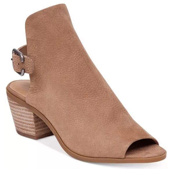 Lucky‎ Brand Women's Bray Heeled Bootie Sandals Tan/Brown Cut-Out Size 7.5 - Picture 1 of 8